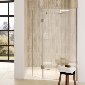 Aqata Design Solutions DS446 1200 Walk In Shower Panel with Hinged 450 Deflector Panel