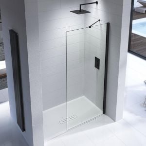 Kudos Ultimate 2 Wet Room Shower Panel 8mm 800 Wide Matte Black