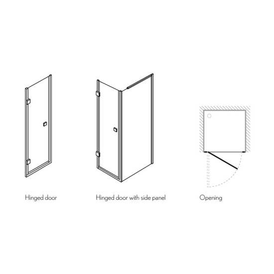 Crosswater Design 900 Right Hand Hinged Shower Door DWHSC0900R - DWHSC0900R